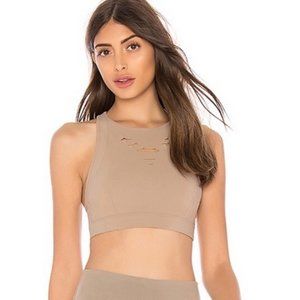ALO Yoga Ripped Warrior Sports Bra in Gravel NWT
